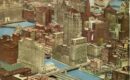Aerial city view civic opera tinted
