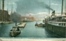 Chicago river barge and boats